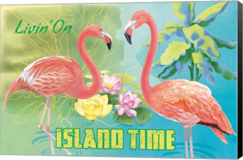 Framed Island Time Flamingo I Bright Print