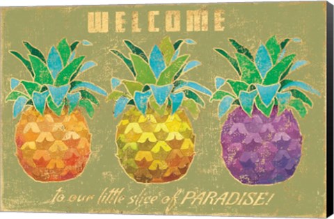 Framed Island Time Pineapples Welcome Print