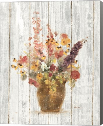 Framed Wild Flowers in Vase I on Barn Board Print