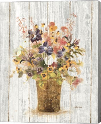 Framed Wild Flowers in Vase II on Barn Board Print