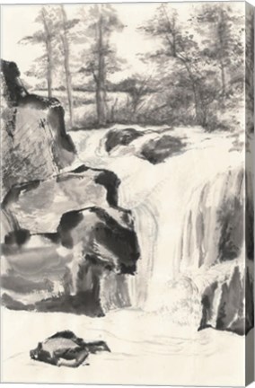 Framed Sumi Waterfall I Print