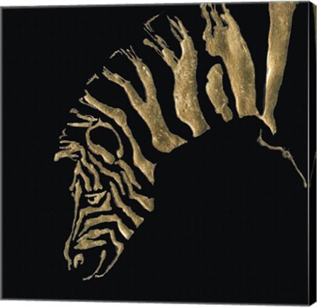 Framed Gilded Zebra on Black Print