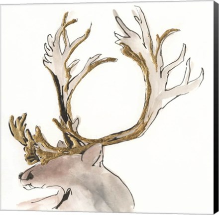 Framed Gilded Caribou II Print