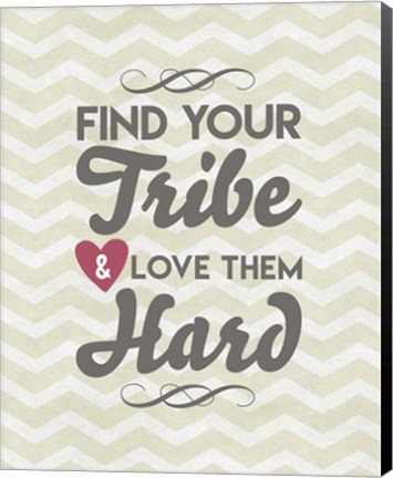 Framed Find Your Tribe - Beige Chevron Pattern Print
