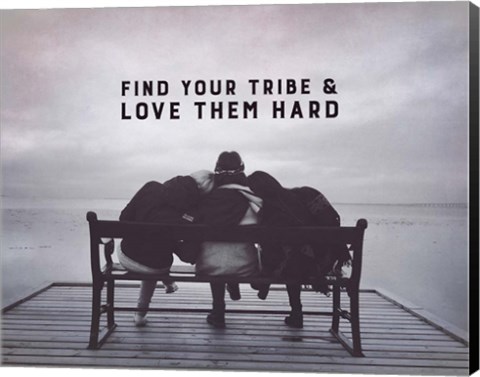 Framed Find Your Tribe - Friend Trio Grayscale Print