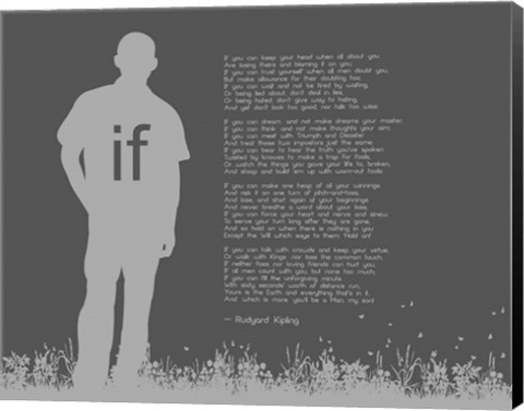 Framed If by Rudyard Kipling - Man Silhouette Gray Print