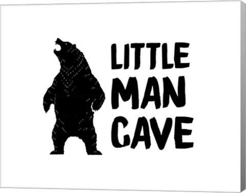 Framed Little Man Cave Standing Bear White Print