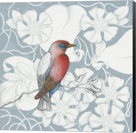 Framed Arts and Crafts Birds I Tone on Tone Print