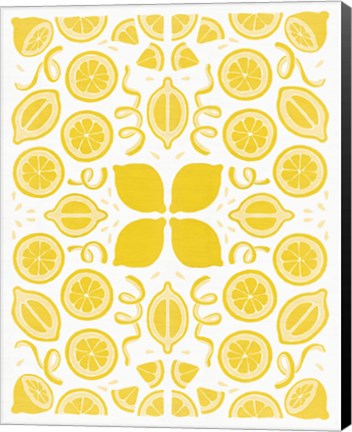 Framed Retro Lemon Otomi Monotone Print