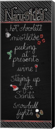 Framed Christmas Chalkboard Naughty Print