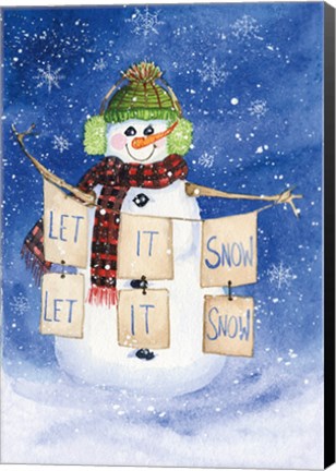 Framed Snowman Saying II on Blue Print