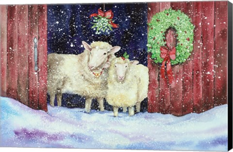 Framed Christmas Sheep Print