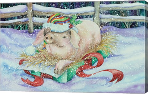 Framed Christmas Pig Print