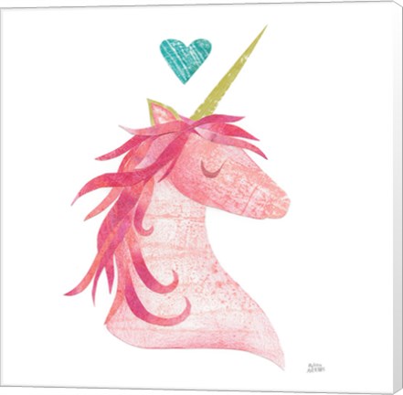 Framed Unicorn Magic II Heart Sq Pink Print