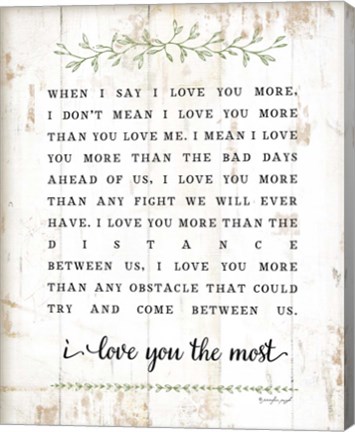 Framed I Love You More Print