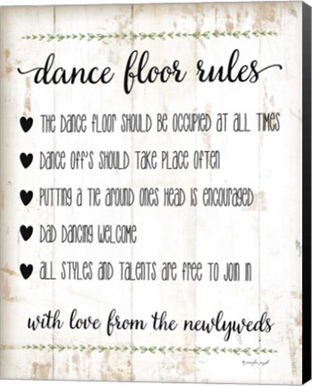 Framed Dance Floor Rules Print