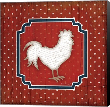 Framed Red White and Blue Rooster IX Print