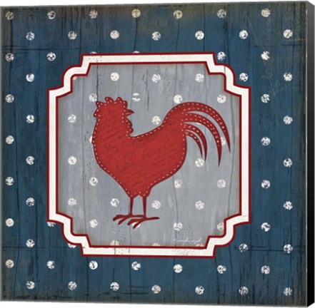 Framed Red White and Blue Rooster X Print