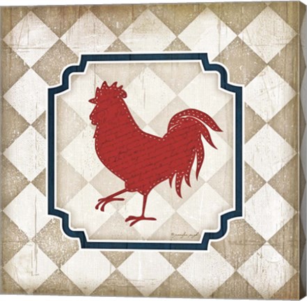 Framed Red White and Blue Rooster XI Print