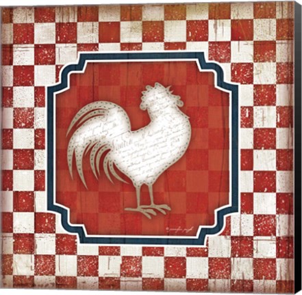 Framed Red White and Blue Rooster XII Print