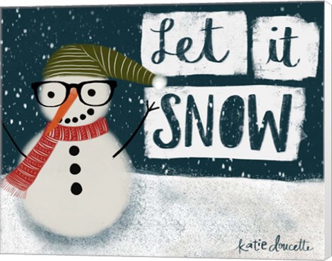 Framed Let It Snow Hipster Snowman Print