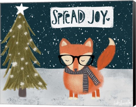 Framed Spread Joy Hipster Fox Print