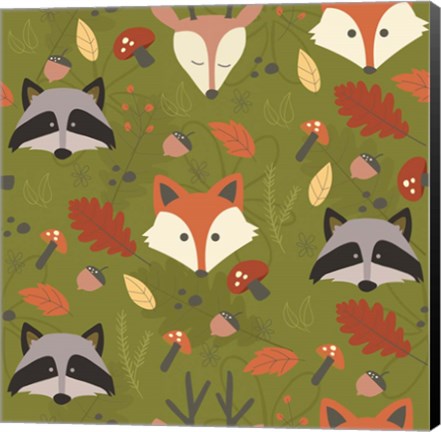 Framed Fall Animal Pattern Print