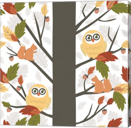 Framed Fall Owls in a Tree Print