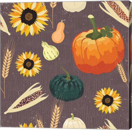 Framed Autumn Harvest Pattern Print