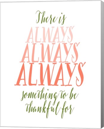 Framed Be Thankful - Green and Coral Print