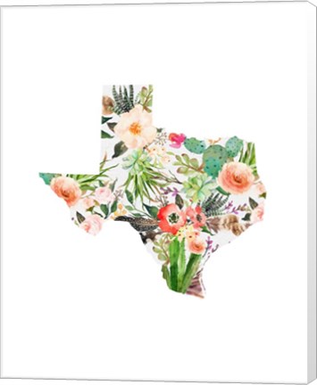 Framed Texas Floral Collage I Print