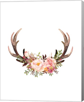 Framed Floral Antlers Print