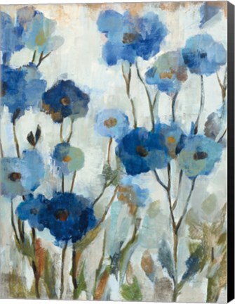Framed Abstracted Floral in Blue III Print