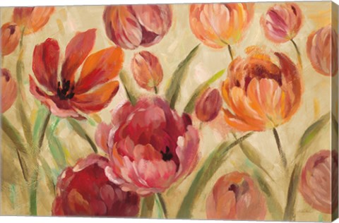 Framed Expressive Tulips Neutral Print