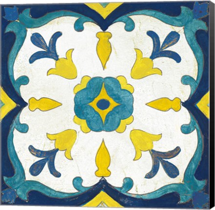 Framed Andalucia Tiles A Blue and Yellow Print