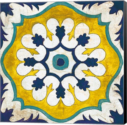 Framed Andalucia Tiles C Blue and Yellow Print