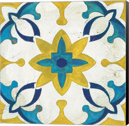 Framed Andalucia Tiles D Blue and Yellow Print