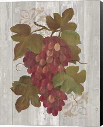 Framed Autumn Grapes I on Wood Print