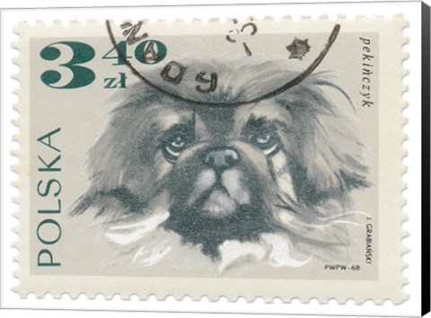 Framed Poland Stamp III on White Print