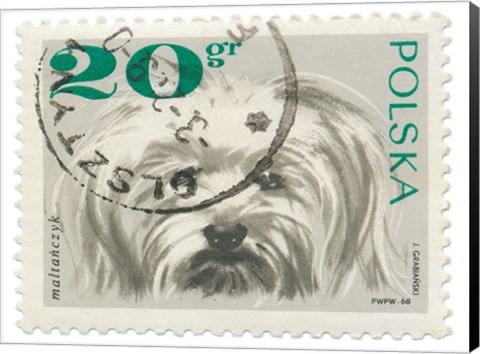 Framed Poland Stamp II on White Print