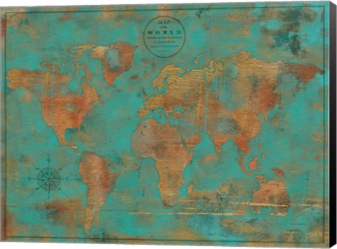 Framed Rustic World Map Print