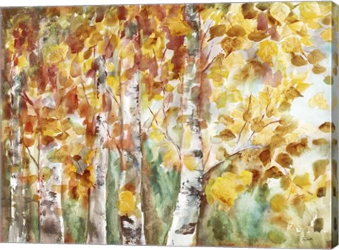 Framed Watercolor Fall Aspens Print