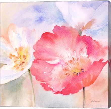 Framed Watercolor Poppy Meadow Pastel II Print