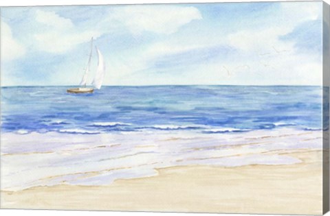 Framed Sailboat and Seagulls I Print