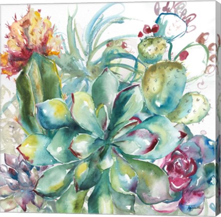 Framed Succulent Garden Watercolor I Print