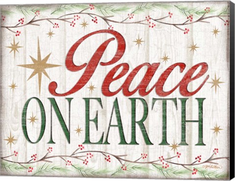 Framed Peace on Earth Woodgrain sign Print