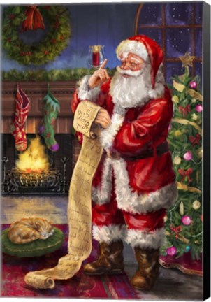 Framed Santa with his list Print