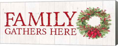 Framed Home for the Holidays Family Gathers Here Wreath Sign Print