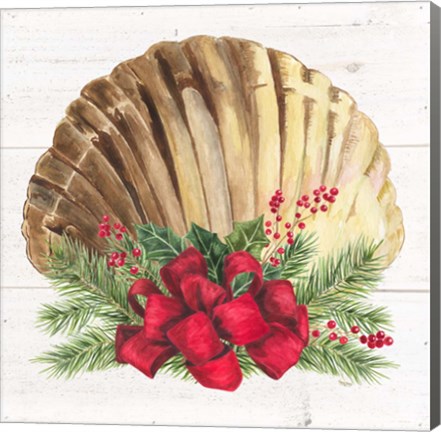 Framed Christmas by the Sea Scallop square Print