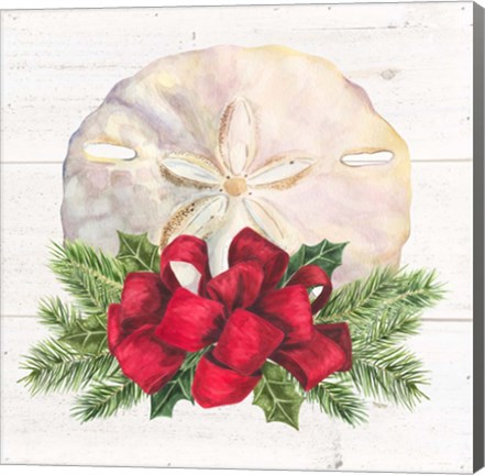 Framed Christmas by the Sea Sanddollar square Print